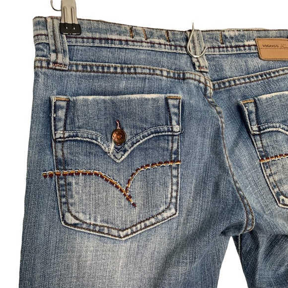 Vigoss USA Premium BOHO Embroidered Distressed Aztec Boot Cut Jeans SZ 5/6 - Picture 3 of 9